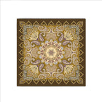 Golden Royal Paisley Silk Shawl Wrap – 100 × 100 cm