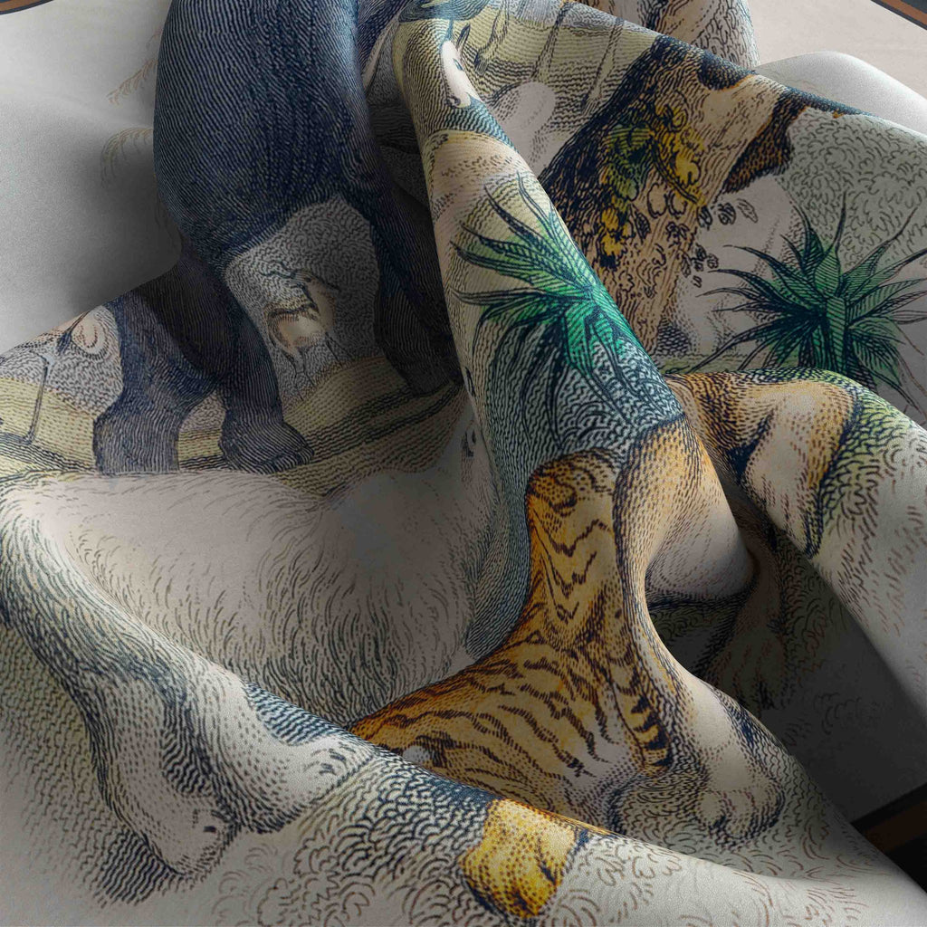 Vintage Wildlife Safari Silk Bandana Scarf – 50 × 50 cm