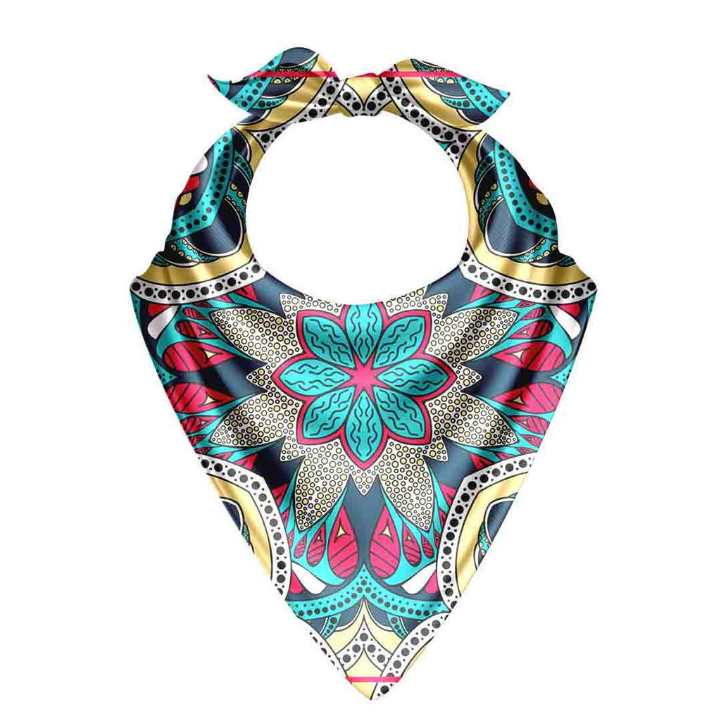 Fuchsia Mandala Burst Silk Bandana Scarf – 50 × 50 cm