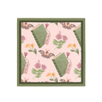 Moth & Blossom Sage Silk Bandana Scarf – 50 × 50 cm