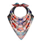 Persian Tile Coral Silk Bandana Scarf – 50 × 50 cm