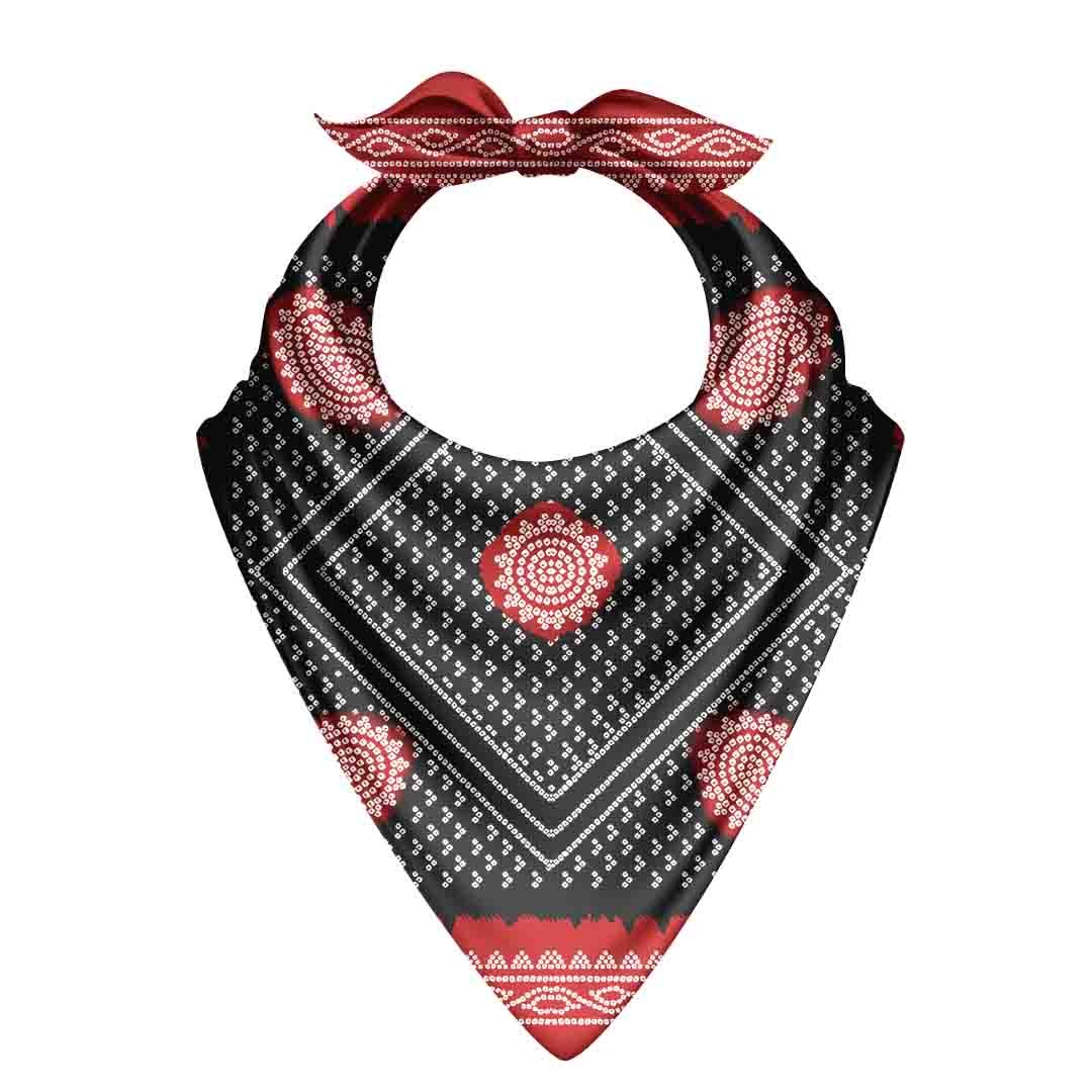 Scarlet Paisley Diamond Silk Bandana Scarf – 50 × 50 cm
