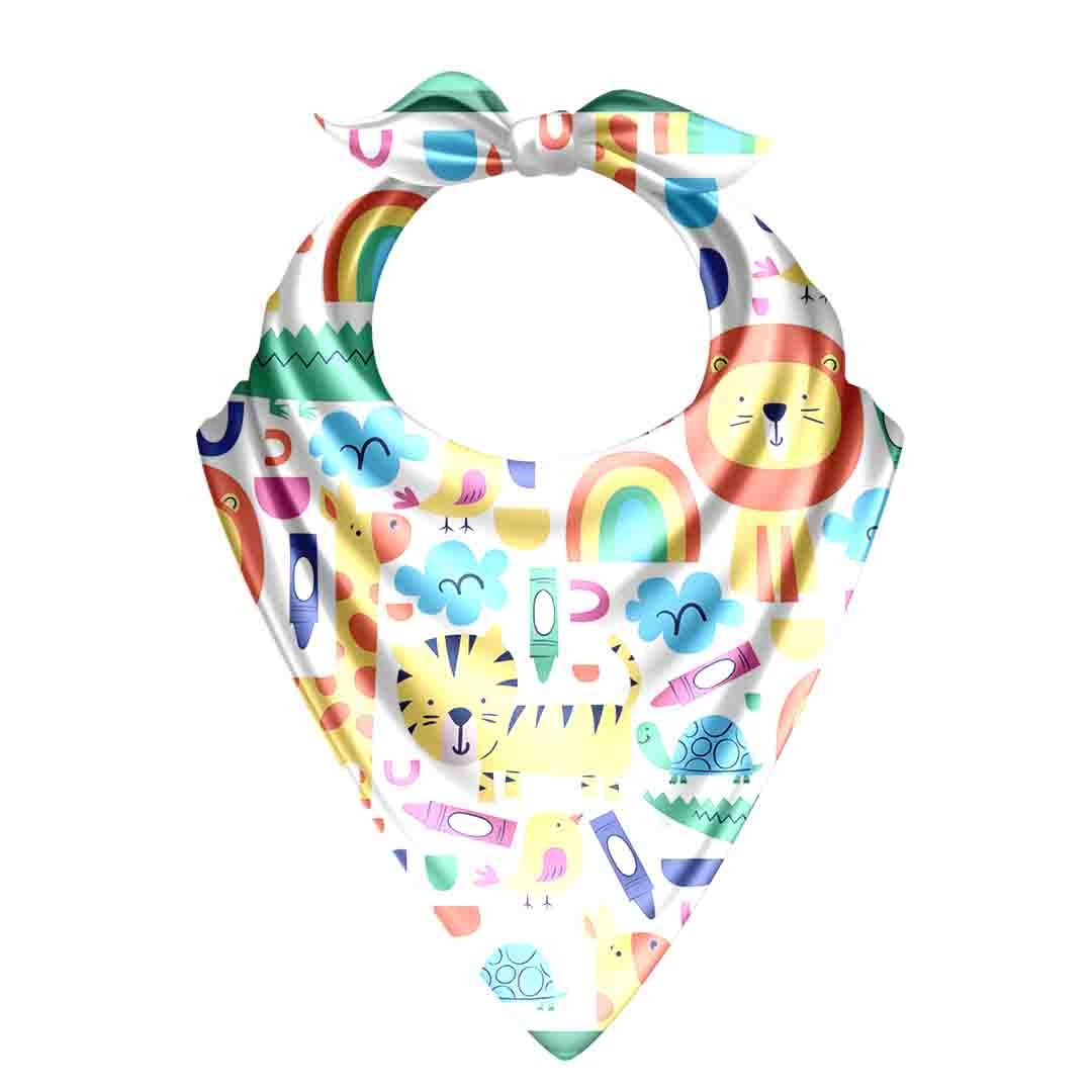 Little Safari Rainbow Silk Bandana Scarf – 50 × 50 cm