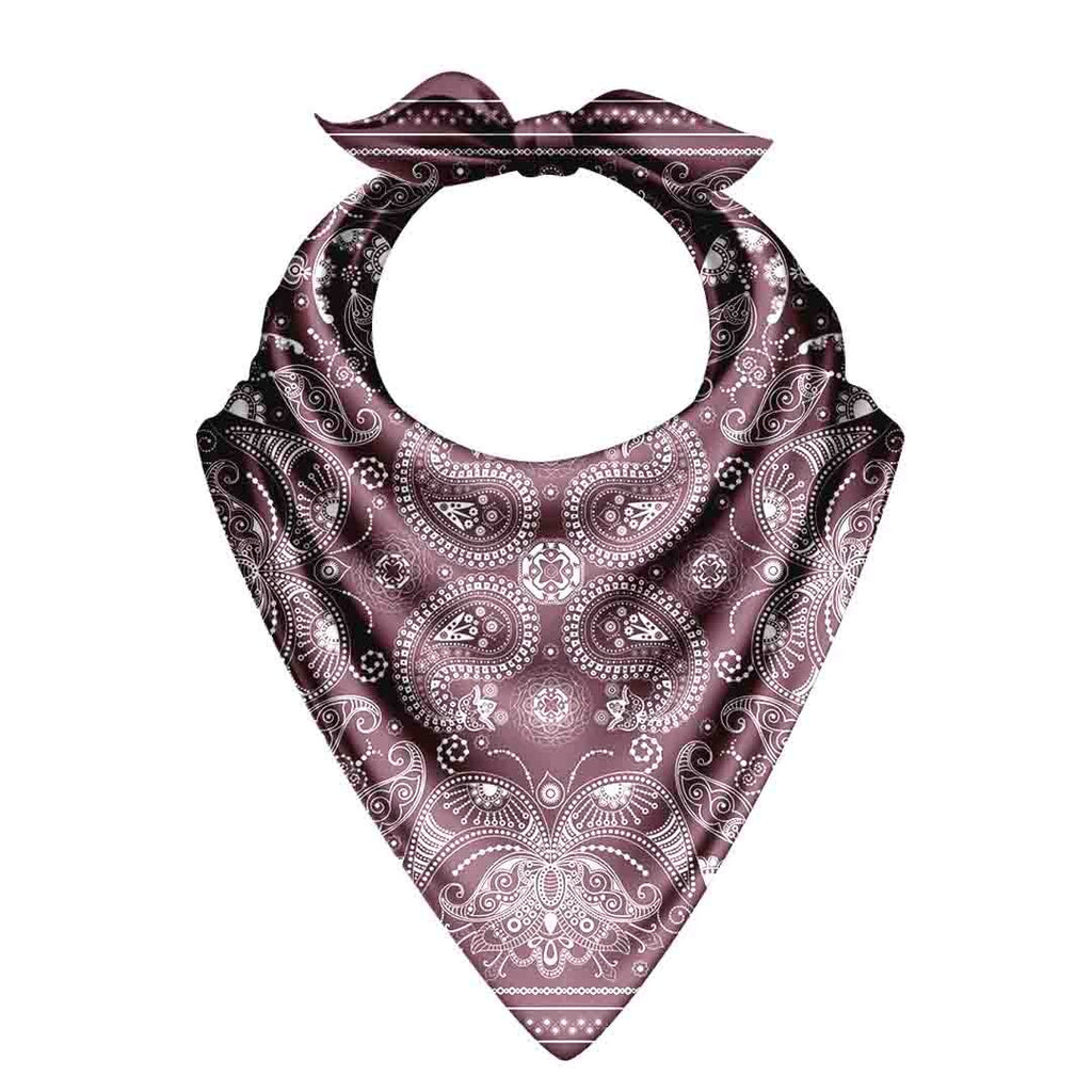 Plum Paisley Silk Bandana Scarf – 50 × 50 cm