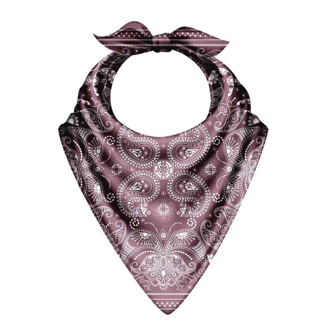 Plum Paisley Silk Bandana Scarf – 50 × 50 cm