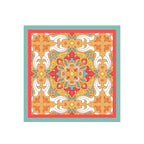 Saffron Tile Mosaic Silk Bandana Scarf – 50 × 50 cm