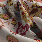 Blush Paisley Butterfly Silk Square Scarf – 65 × 65 cm