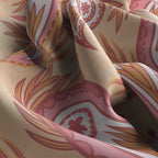 Peach Feather Paisley Silk Bandana Scarf – 50 × 50 cm