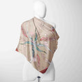 Taupe Botanical Star Silk Shawl Wrap – 100 × 100 cm