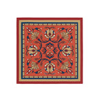Terracotta Folk Medallion Silk Bandana Scarf – 50 × 50 cm