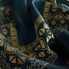 Navy Deco Gold Frame Silk Bandana Scarf – 50 × 50 cm