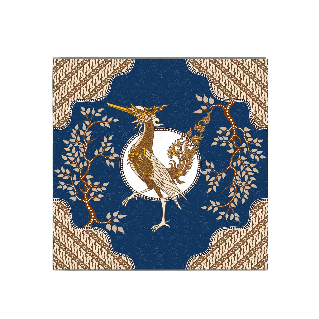 Royal Heron Navy Silk Shawl Wrap – 100 × 100 cm