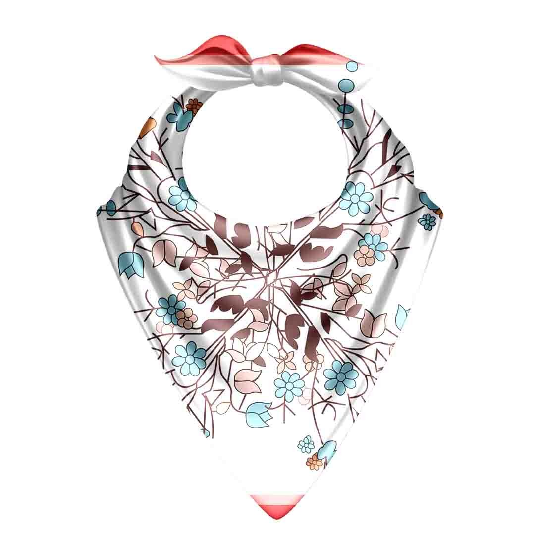 Coral Twig Botanica Silk Bandana Scarf – 50 × 50 cm