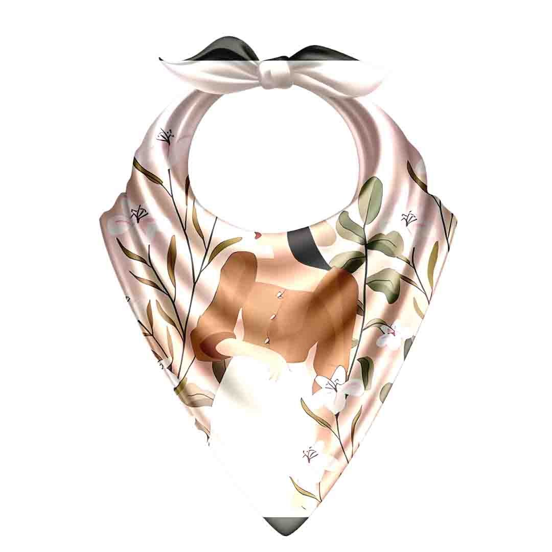 Teddy in Wildflowers Silk Bandana Scarf – 50 × 50 cm