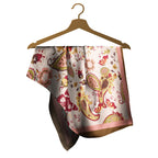 Blush Paisley Butterfly Silk Square Scarf – 65 × 65 cm