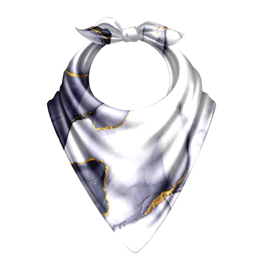 Smoke Marble Gold Vein Silk Bandana Scarf – 50 × 50 cm