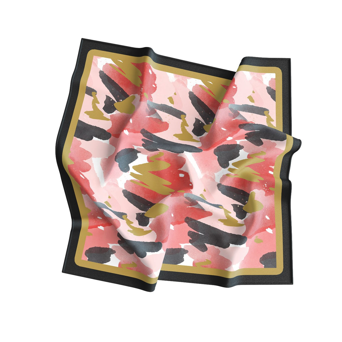 Blush Brushstroke Silk Bandana Scarf – 50 × 50 cm