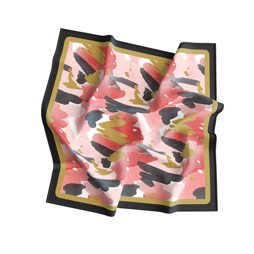 Blush Brushstroke Silk Bandana Scarf – 50 × 50 cm