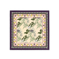 Jasmine Vine Plum Border Silk Bandana Scarf – 50 × 50 cm