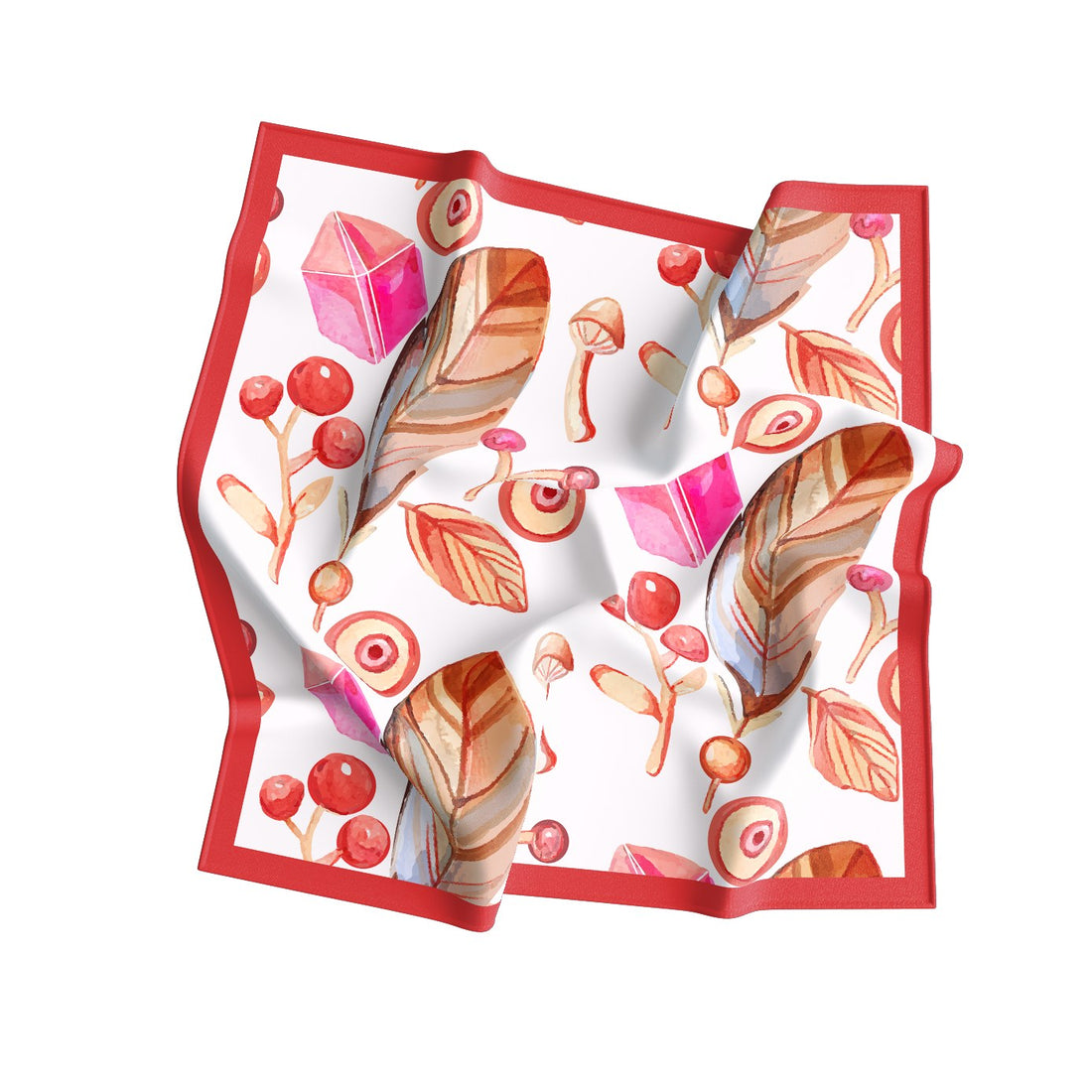 Berry & Gem Whimsy Silk Bandana Scarf – 50 × 50 cm