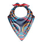 Cobalt Mandala Circle Silk Bandana Scarf – 50 × 50 cm