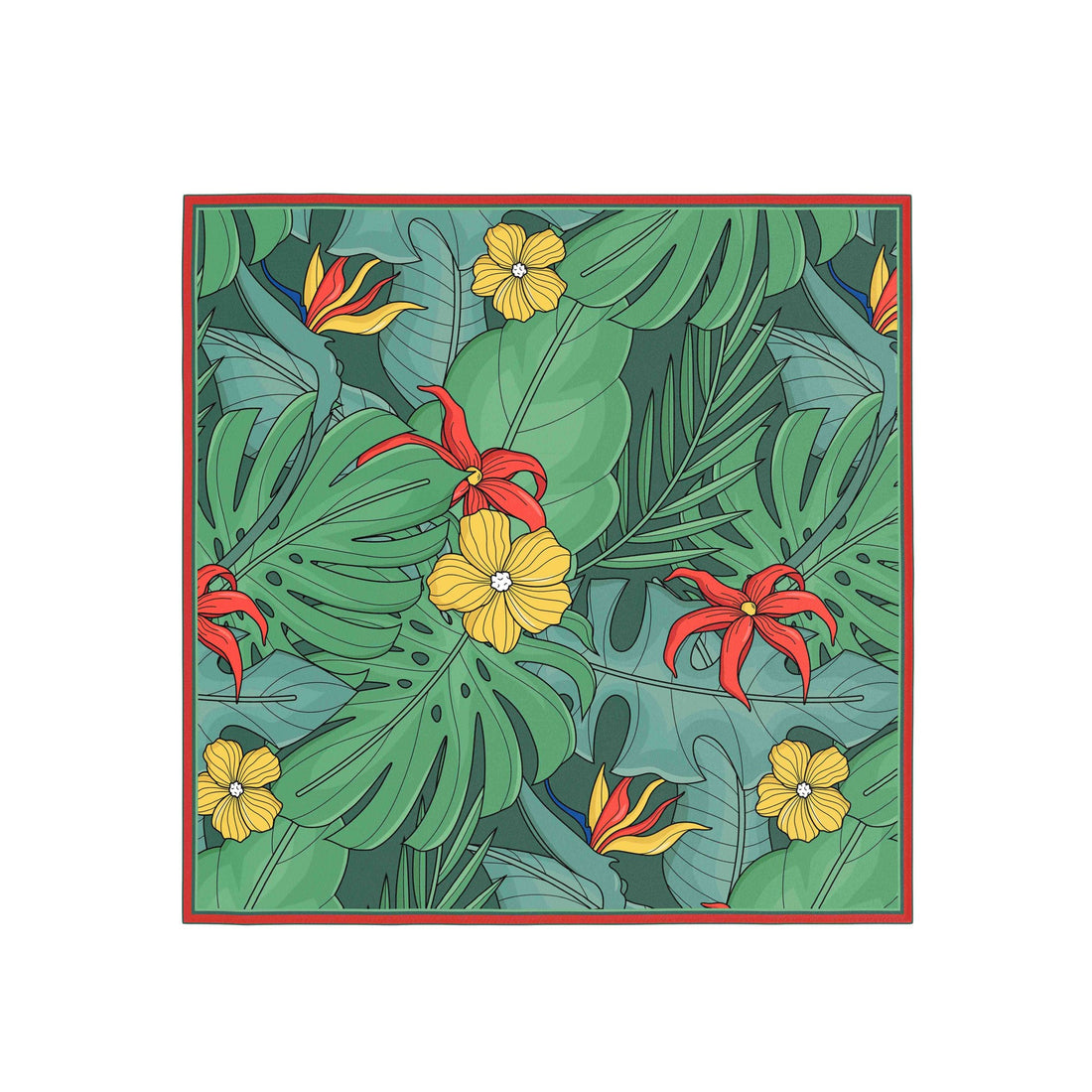 Monstera Tropics Silk Bandana Scarf – 50 × 50 cm