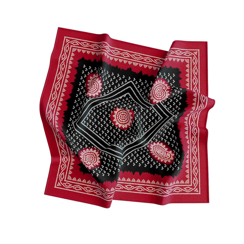 Scarlet Paisley Diamond Silk Bandana Scarf – 50 × 50 cm