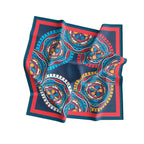 Cobalt Mandala Circle Silk Bandana Scarf – 50 × 50 cm
