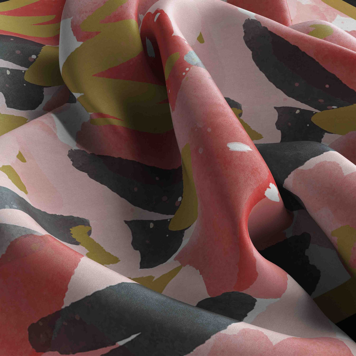 Blush Brushstroke Silk Bandana Scarf – 50 × 50 cm