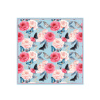Rose & Butterfly Sky Silk Bandana Scarf – 50 × 50 cm