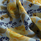 Golden Rose Garden Silk Bandana Scarf – 50 × 50 cm