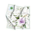 White Garden Clematis Silk Shawl Wrap – 100 × 100 cm