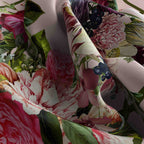Rose Wreath Blush Silk Shawl Wrap – 100 × 100 cm