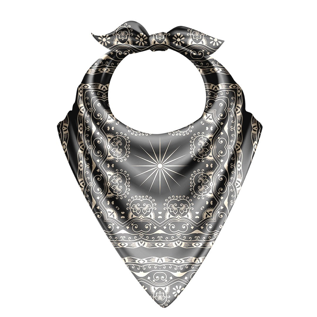 Slate Ornament Silk Bandana Scarf – 50 × 50 cm