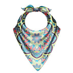 Teal Mandala Bloom Silk Bandana Scarf – 50 × 50 cm