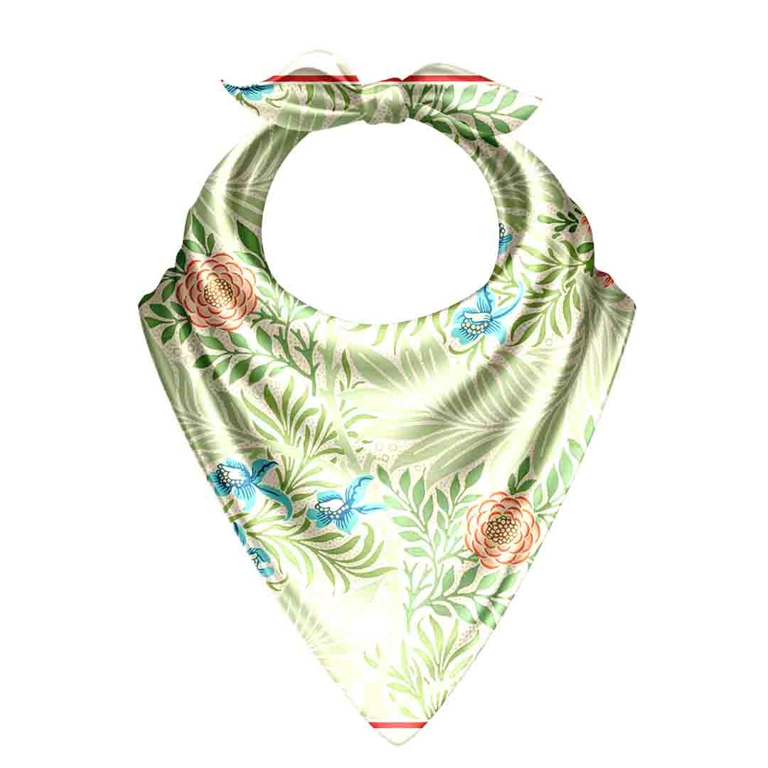 Sage Fern Willow Silk Bandana Scarf – 50 × 50 cm