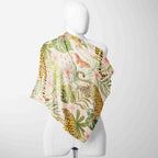 Leopard Jungle Blush Silk Shawl Wrap – 100 × 100 cm