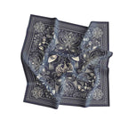 Charcoal Paisley Silk Bandana Scarf – 50 × 50 cm
