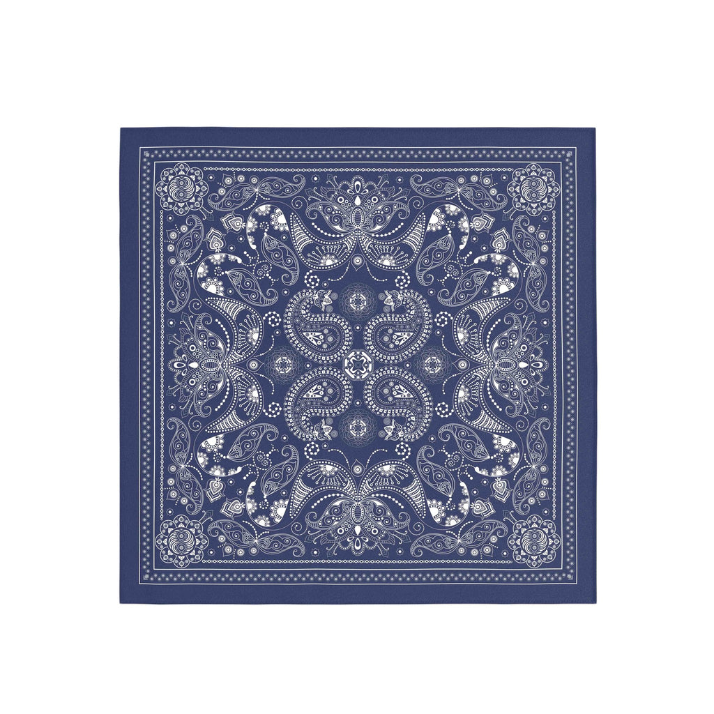 Denim Paisley Silk Bandana Scarf – 50 × 50 cm