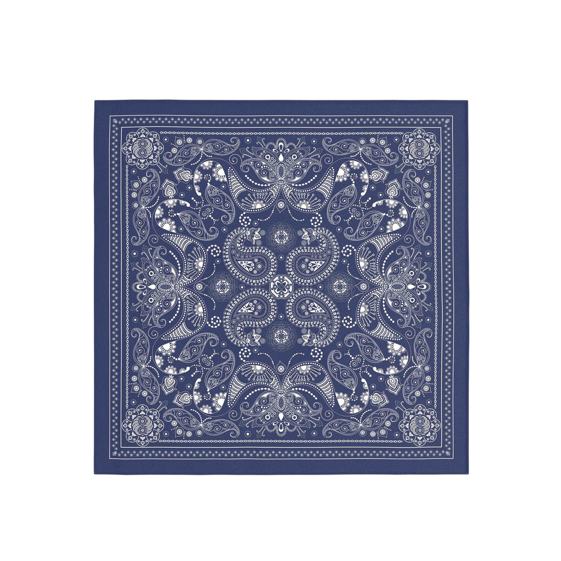 Denim Paisley Silk Bandana Scarf – 50 × 50 cm