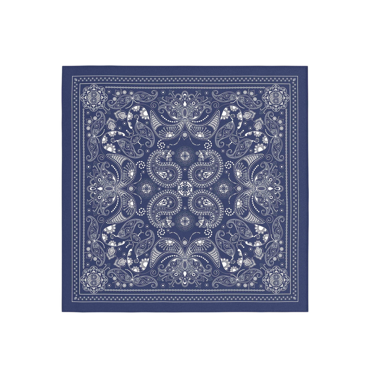 Denim Paisley Silk Bandana Scarf – 50 × 50 cm
