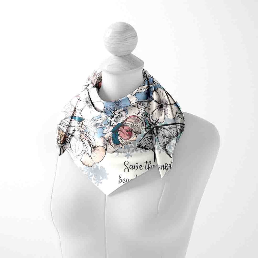 Beautiful Feelings Floral Sketch Silk Square Scarf – 65 × 65 cm