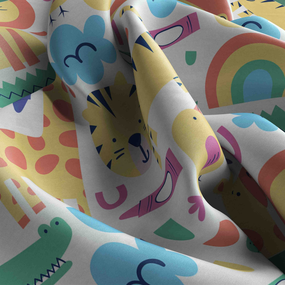 Little Safari Rainbow Silk Bandana Scarf – 50 × 50 cm