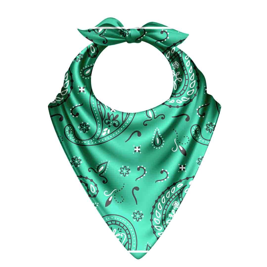 Emerald Paisley Silk Bandana Scarf – 50 × 50 cm