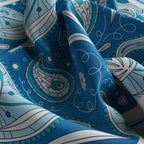 Azure Paisley Silk Bandana Scarf – 50 × 50 cm