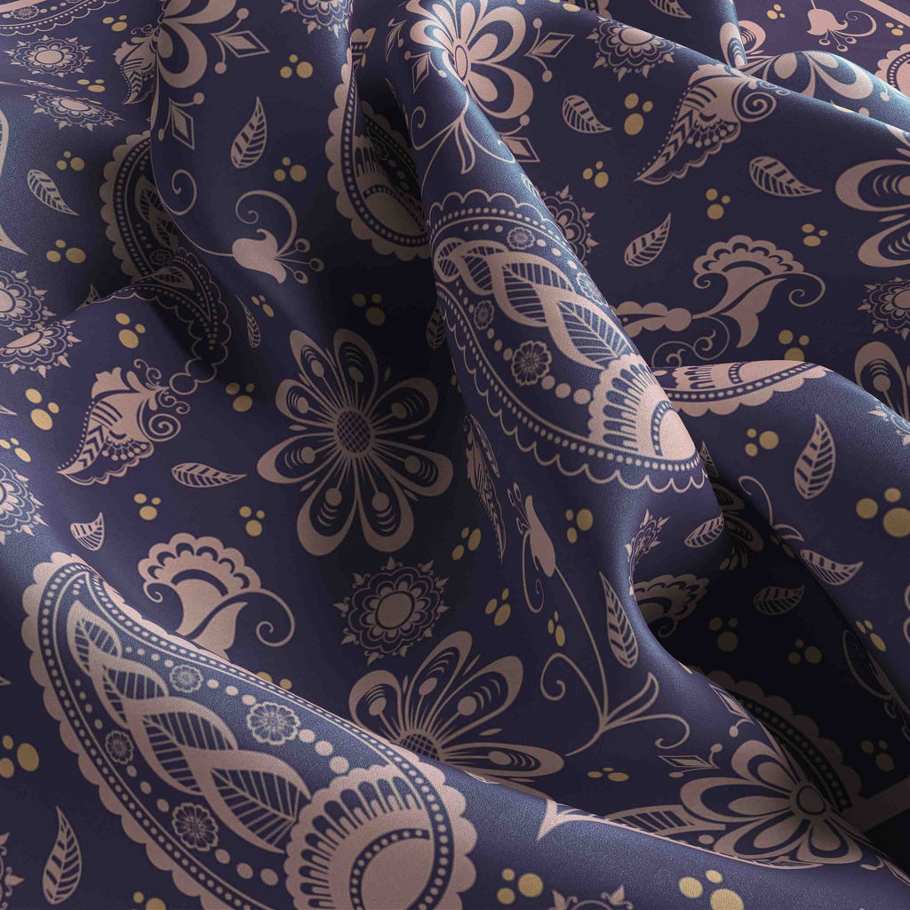 Twilight Paisley Silk Bandana Scarf – 50 × 50 cm