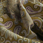 Golden Royal Paisley Silk Shawl Wrap – 100 × 100 cm