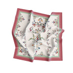 Ivory Rococo Floral Silk Bandana Scarf – 50 × 50 cm