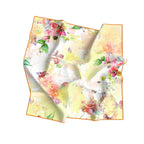 Sunlit Watercolour Garden Silk Shawl Wrap – 100 × 100 cm