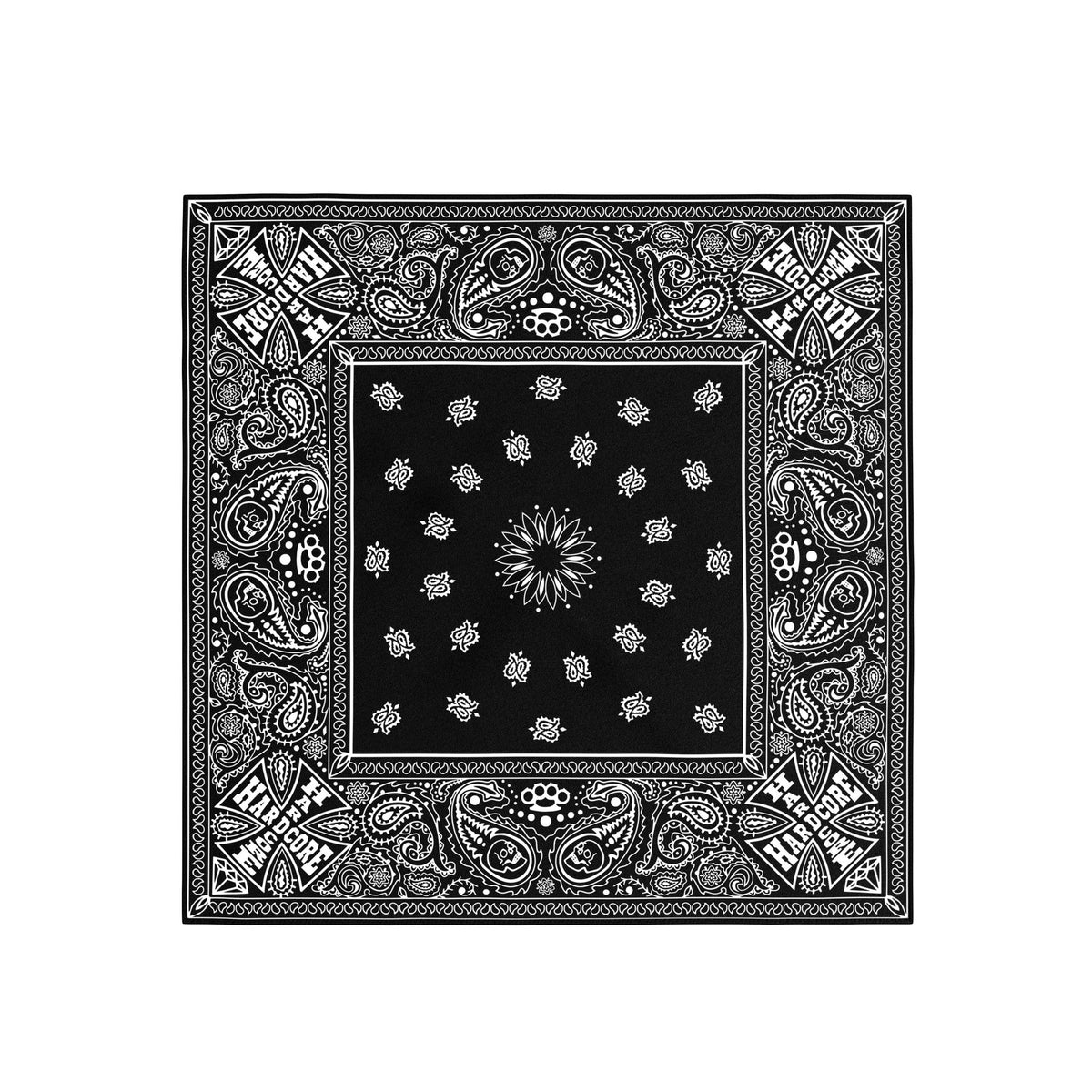 Classic Black Paisley Silk Bandana Scarf – 50 × 50 cm